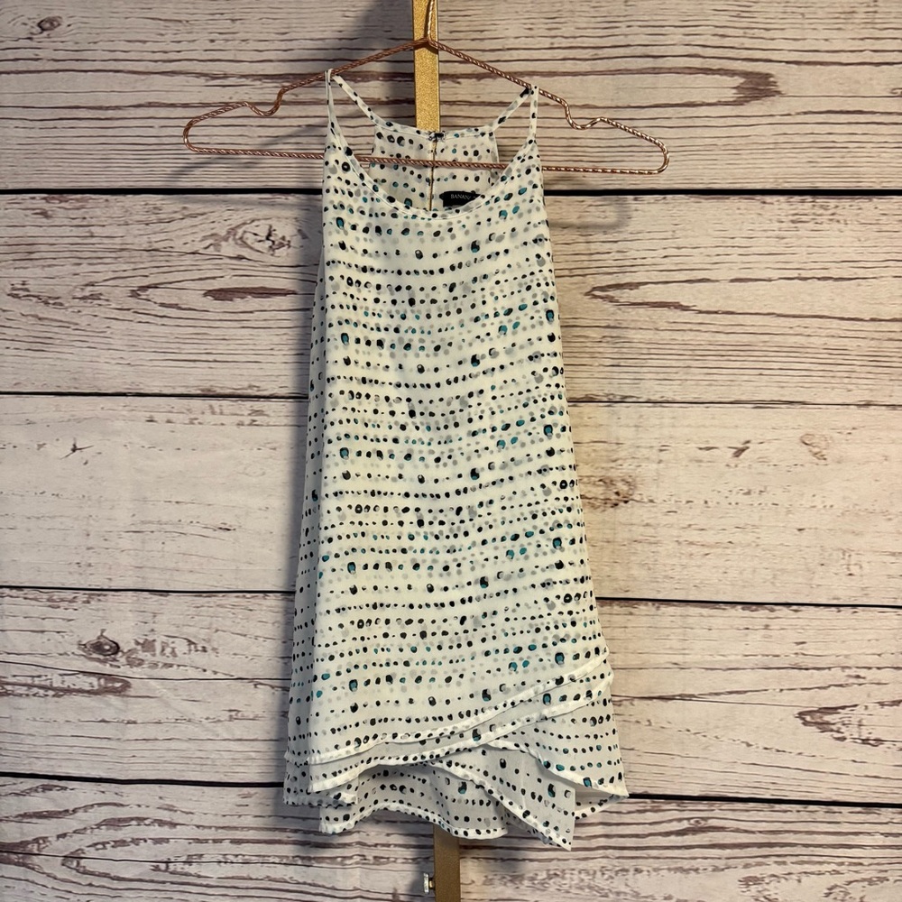Banana Republic Womans Size S Multi Layer Tank Top Spaghetti Straps Polka Dot